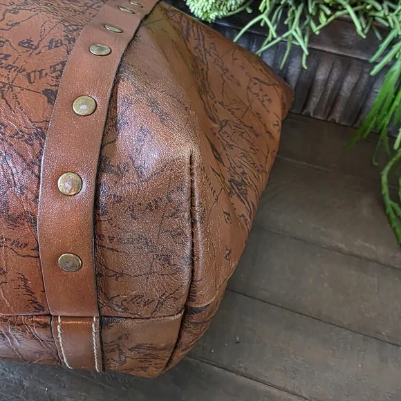 Patricia Nash Benvenuto European Map Tote  100% Full Grain Leather - Picture 6 of 15